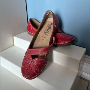 Reflex Red Women's Flats with Floral Design